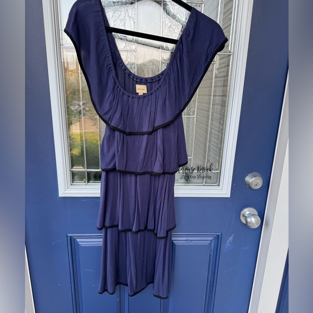 Ella Moss Deep Blue Pleated Top